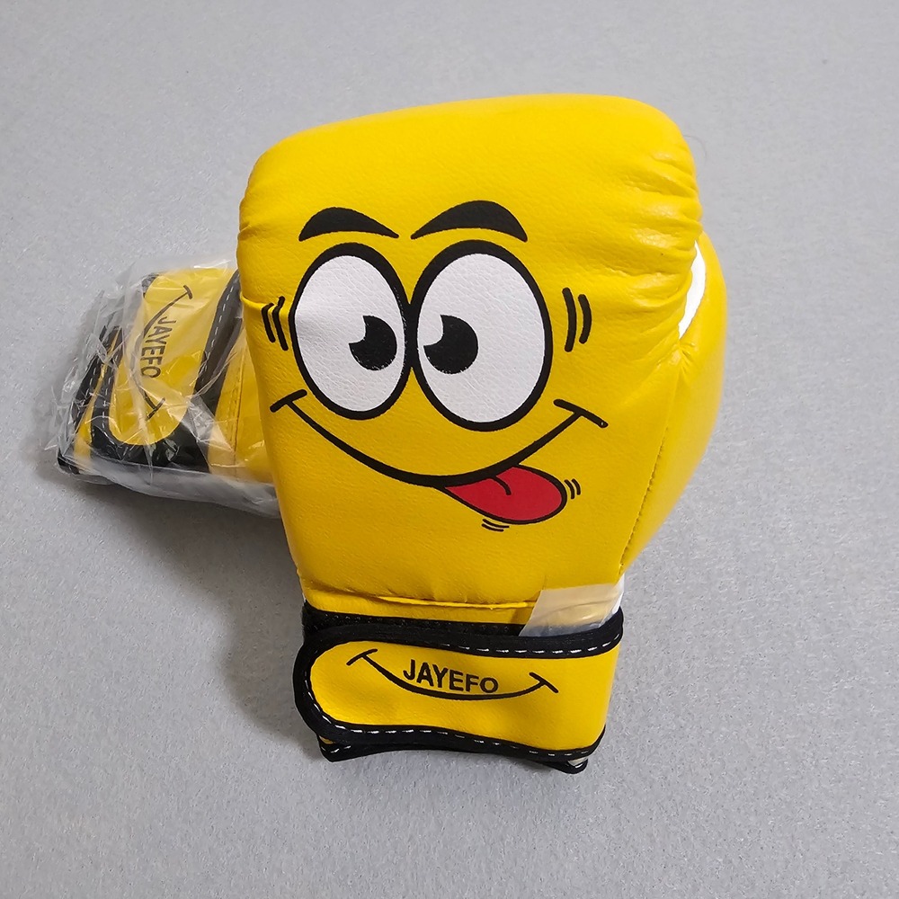 JAYEFO Kids Boxing Gloves 4 oz Youth MMA Kickboxing Training Yellow Smiley